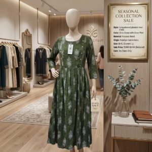 Saawariya Long Sleeved Pleated Maxi Dress